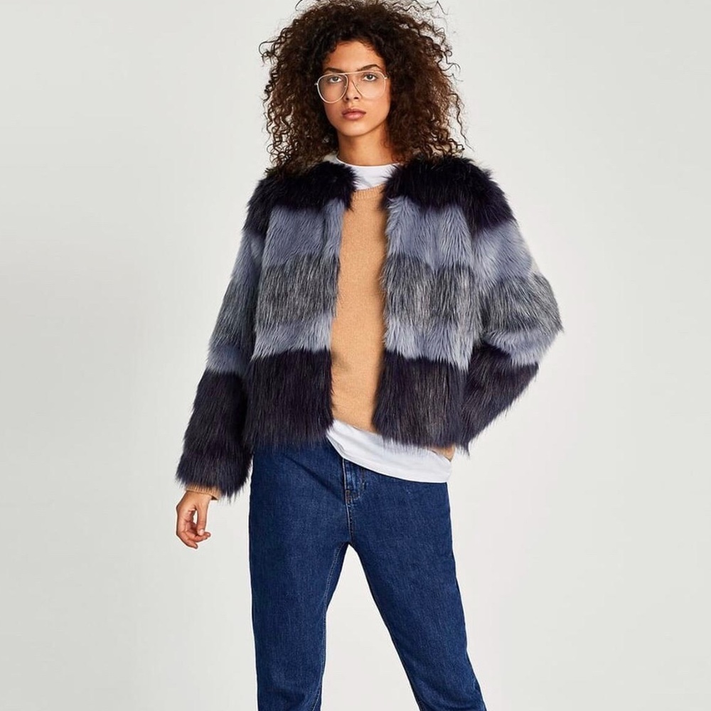 ZARA Ombre Faux Fur/NWOT/Size L